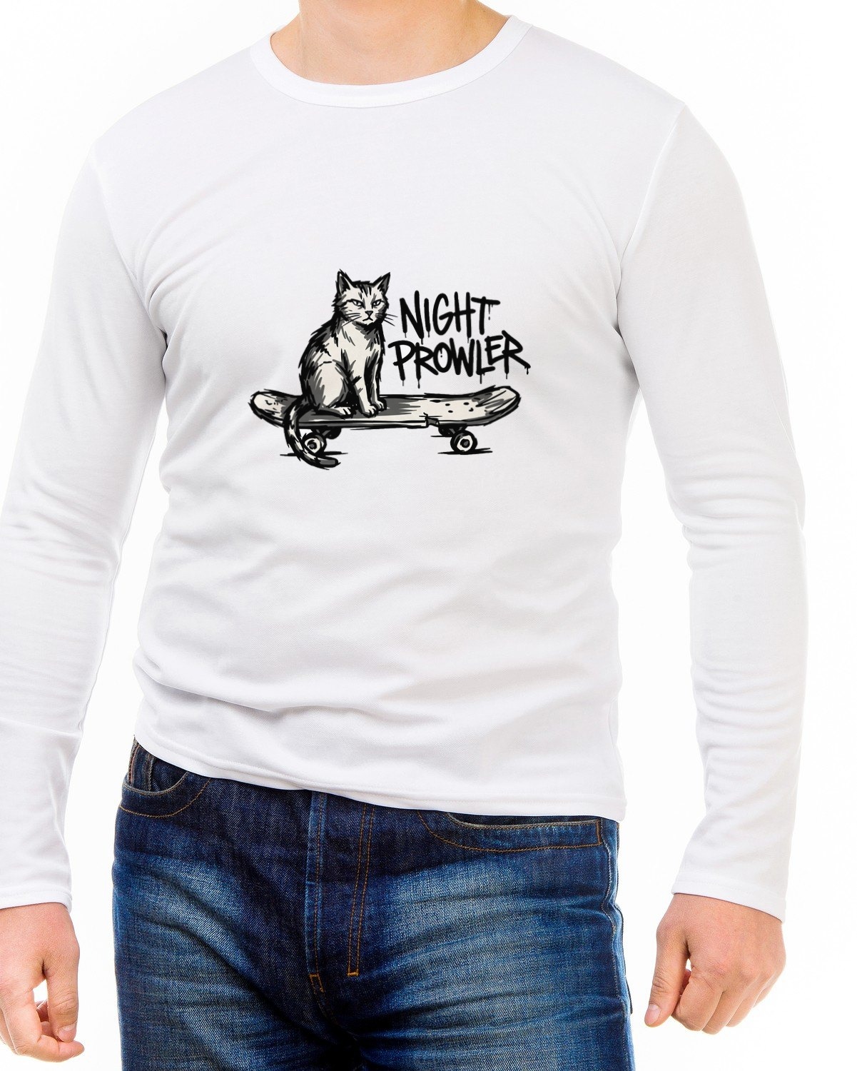 Alleyway Anarchist Graffiti Cat Long Sleeve — lifestyle photo