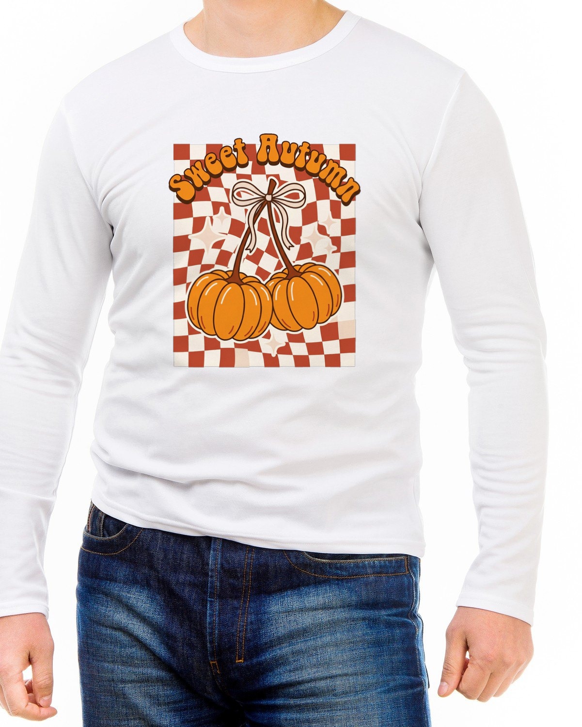 Sweet Autumn Pumpkin Cherry Bow Tee Long Sleeve — lifestyle photo