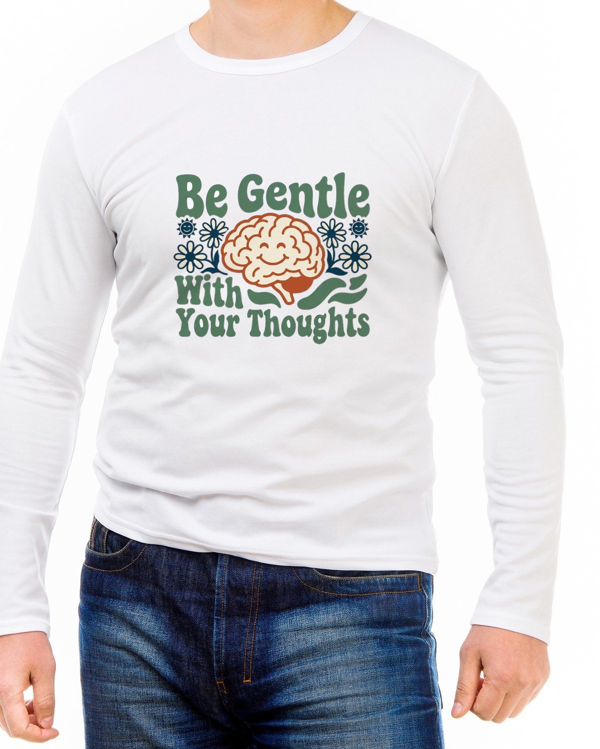 Gentle Thoughts Wavy Brain Mascot Long Sleeve — lifestyle photo