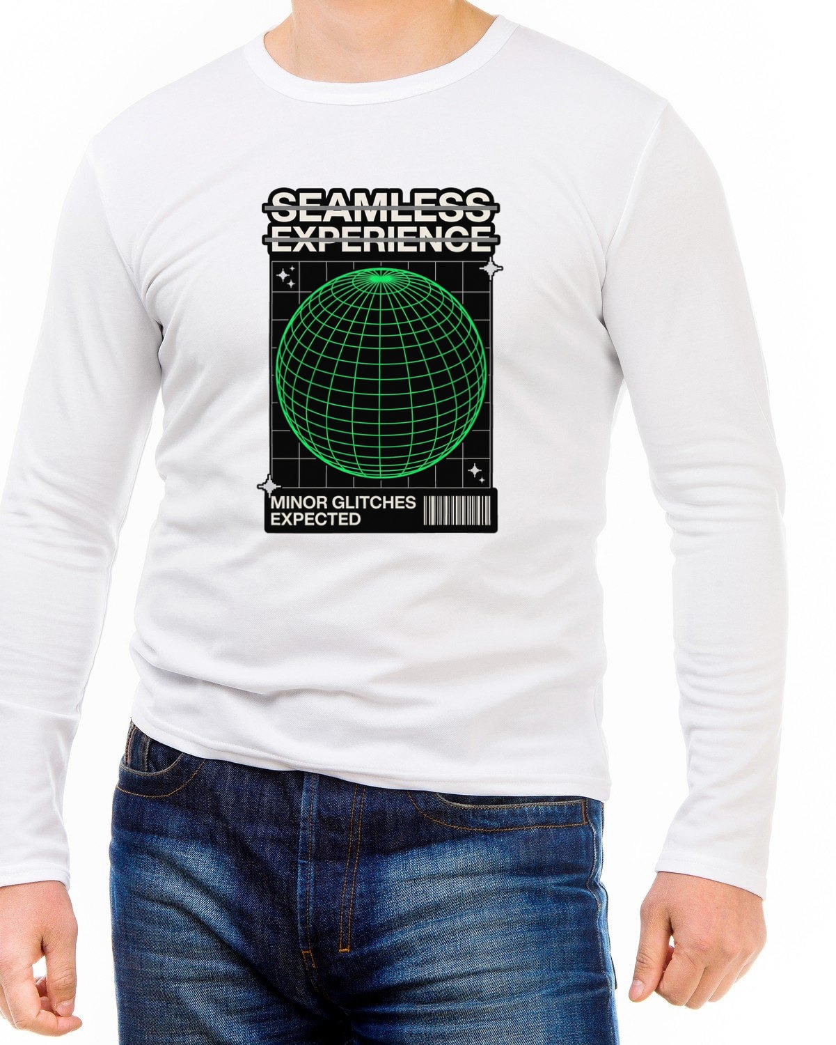 Glitch Expected Wireframe Sphere Long Sleeve — lifestyle photo