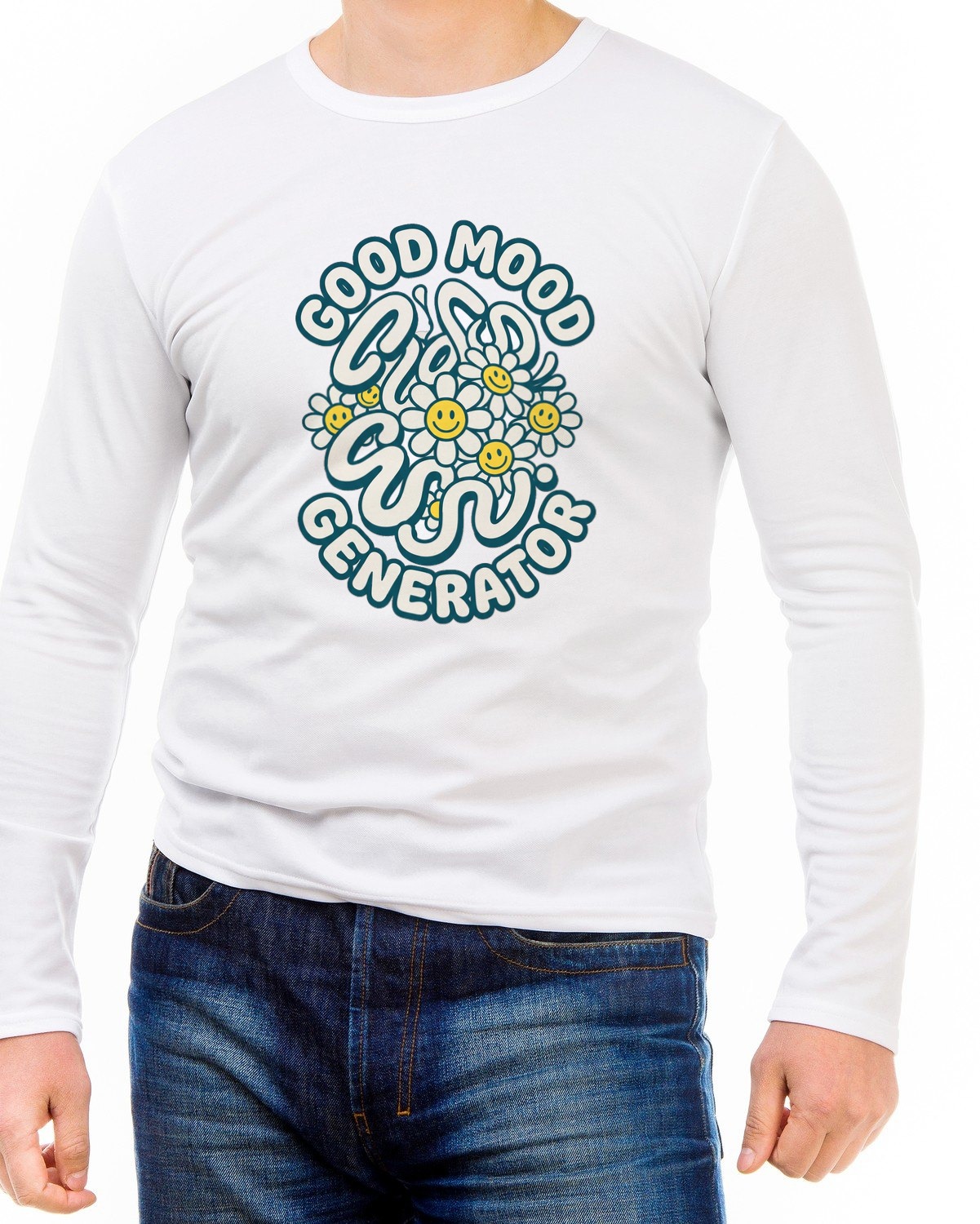 Good Mood Generator Y2K Abstract Tee Long Sleeve — lifestyle photo