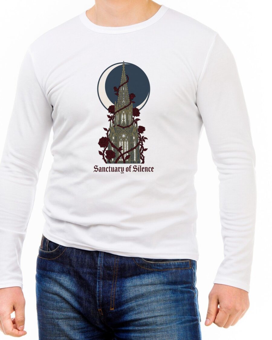 Sacred Shadows Gothic Cathedral Spire Long Sleeve — lifestyle photo