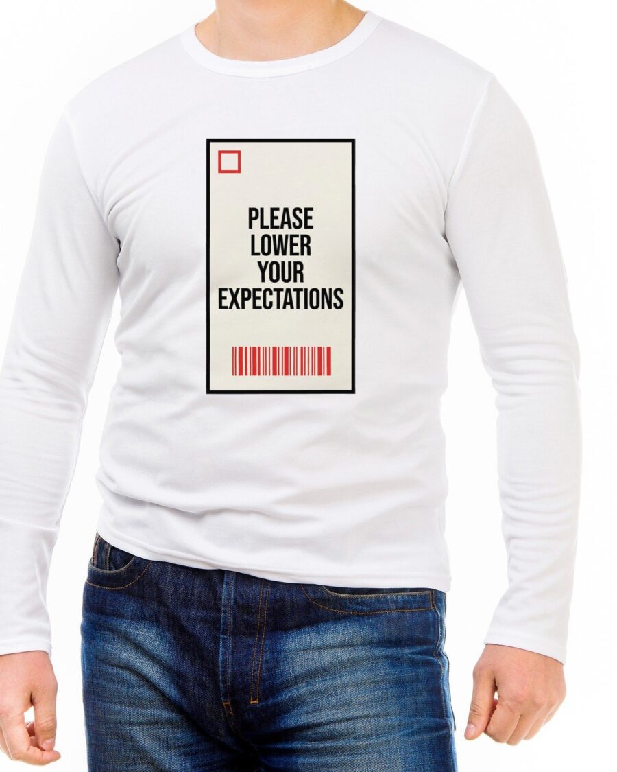 Lower Expectations Receipt Tee Long Sleeve — lifestyle photo