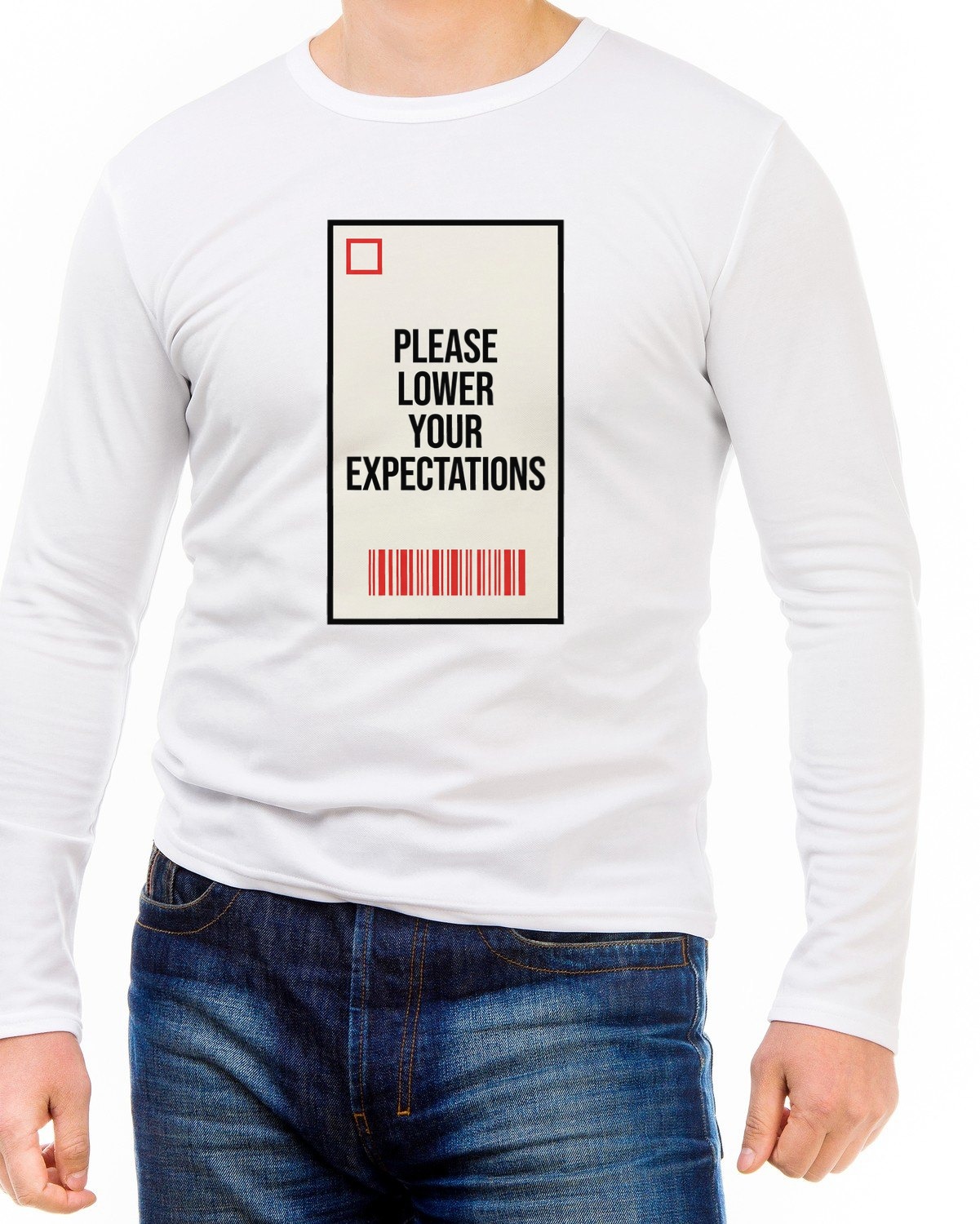 Lower Expectations Receipt Tee Long Sleeve — lifestyle photo