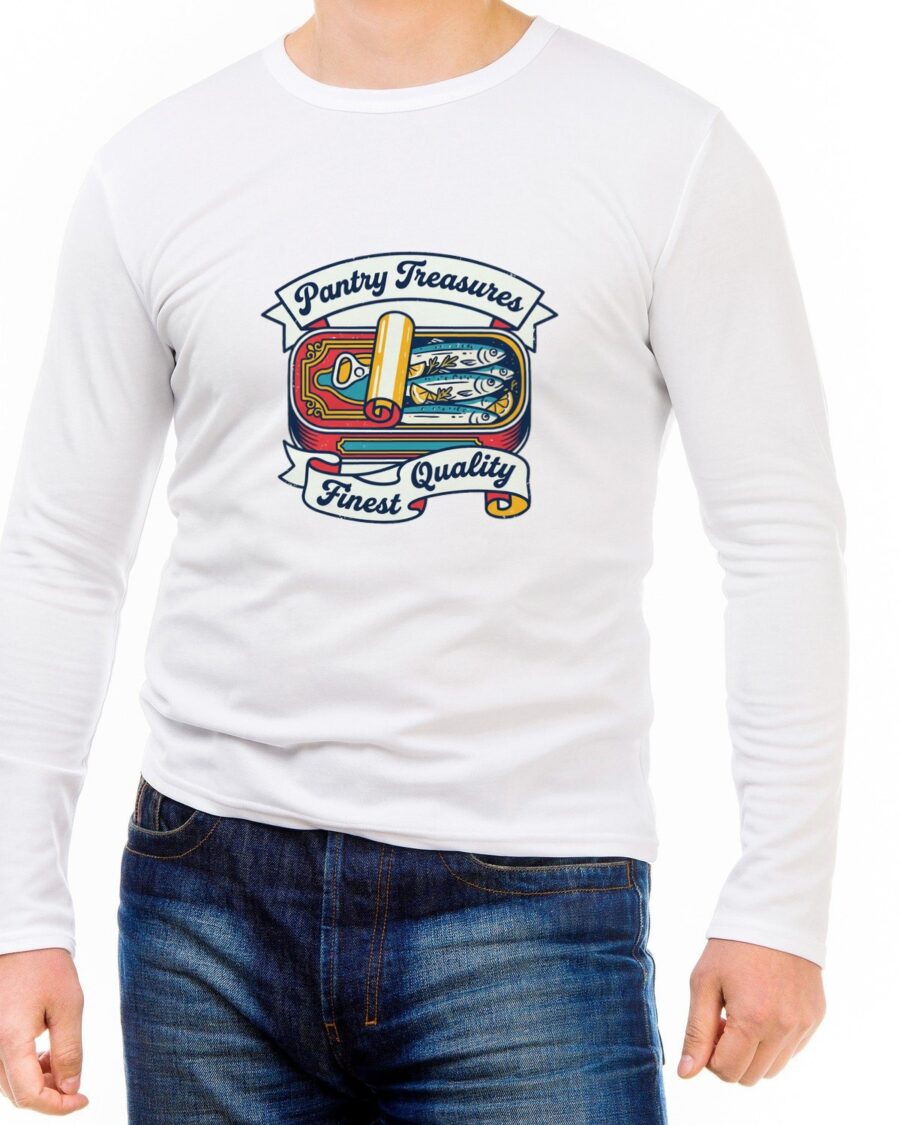 Pantry Treasures Vintage Anchovy Tin Long Sleeve — lifestyle photo