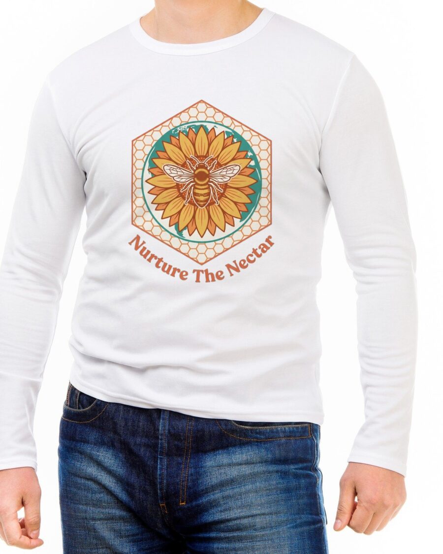 Nurture The Nectar Sunflower Hexagon Long Sleeve — lifestyle photo