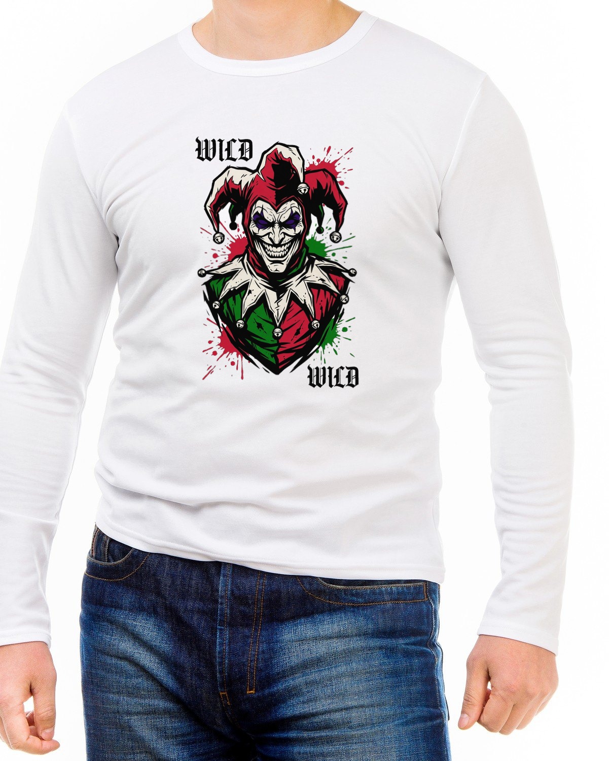 Chaos Court Mirrored Jester Card Long Sleeve — lifestyle photo