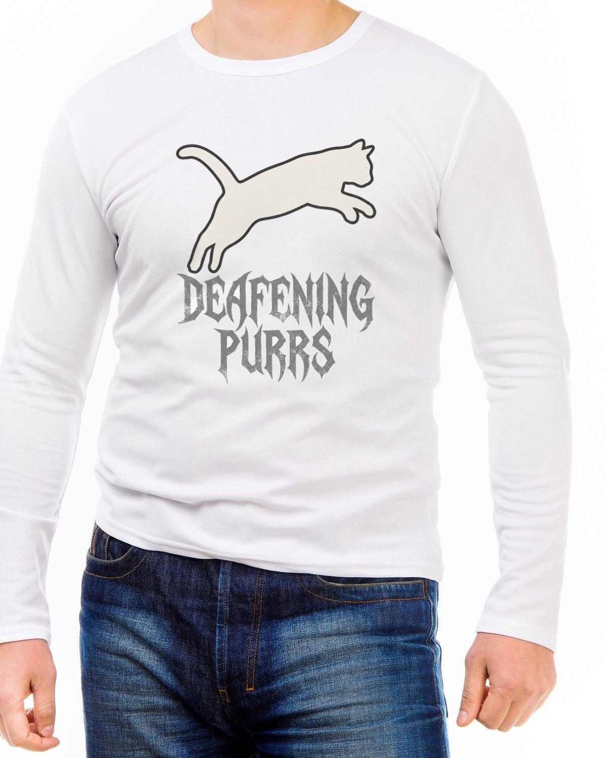 Deafening Purrs Grunge Silhouette Long Sleeve — lifestyle photo