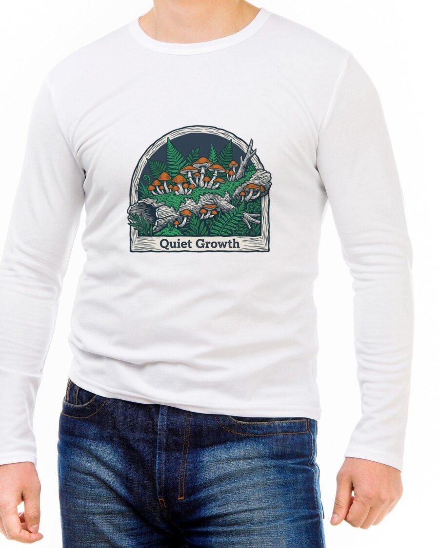 Quiet Growth Mystic Mushroom Grove Long Sleeve — lifestyle photo