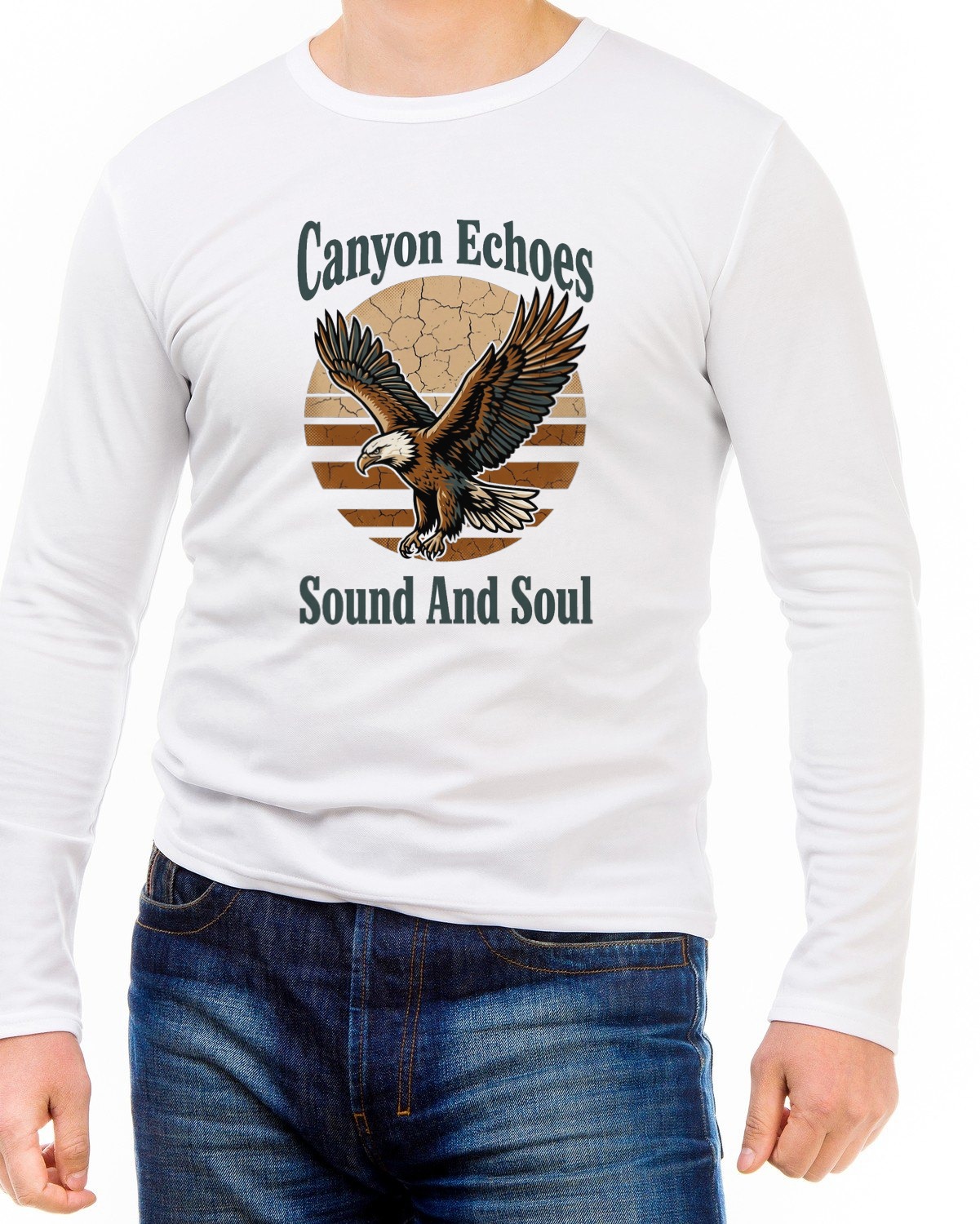 Canyon Echoes Vintage Eagle Crest Long Sleeve — lifestyle photo