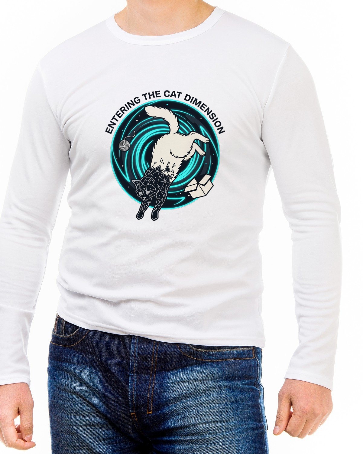 Feline Event Horizon Space Portal Long Sleeve — lifestyle photo