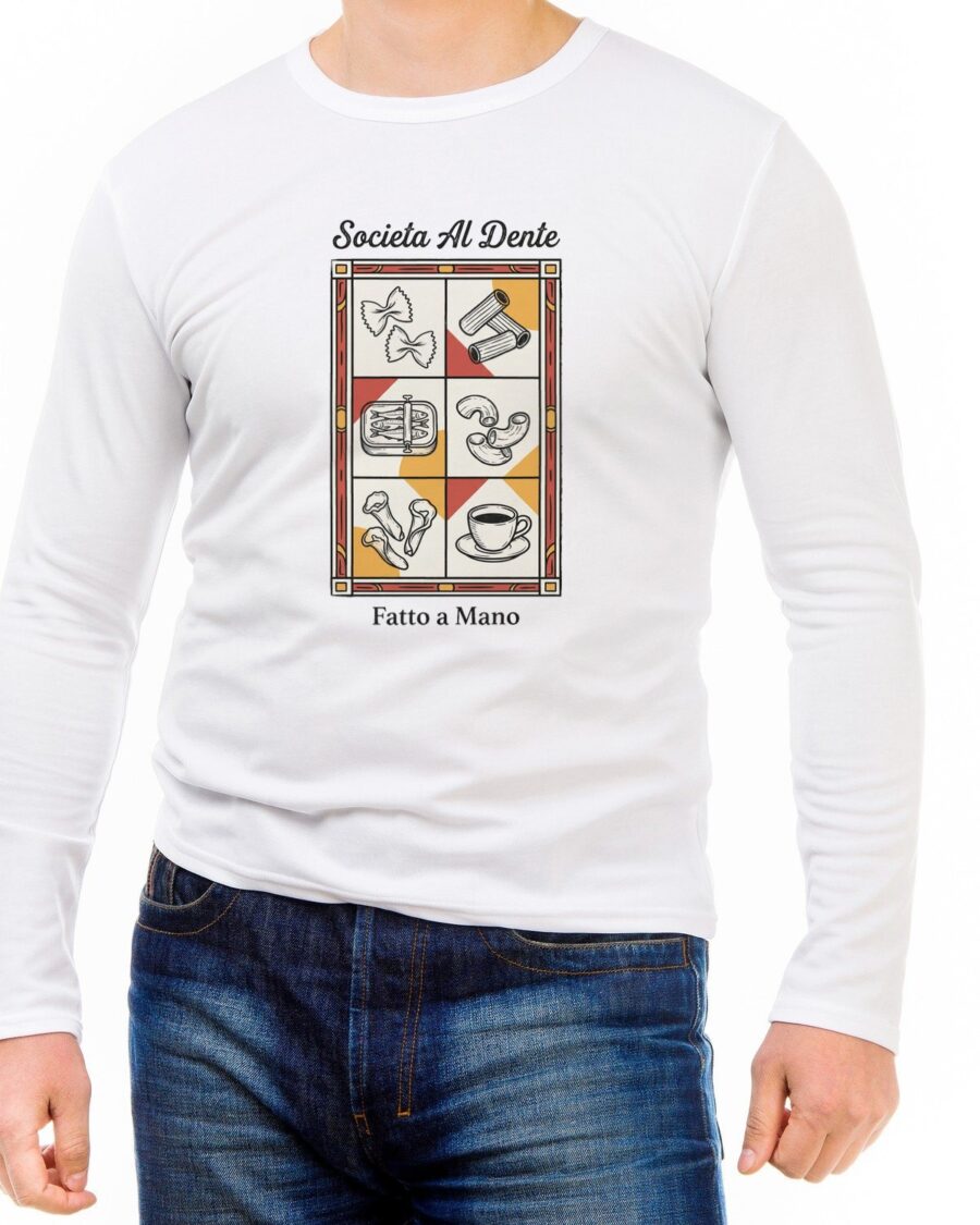 Societa Al Dente Vintage Pasta Grid Long Sleeve — lifestyle photo