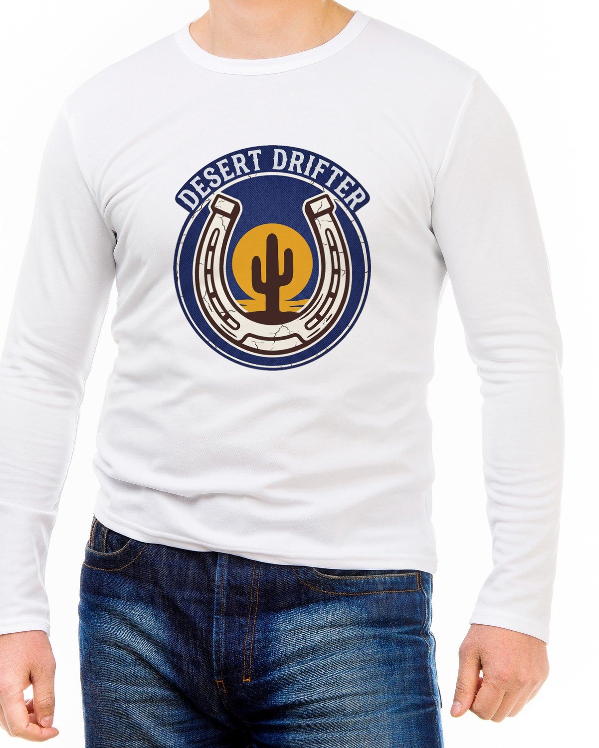 Desert Drifter Vintage Ranch Badge Long Sleeve — lifestyle photo