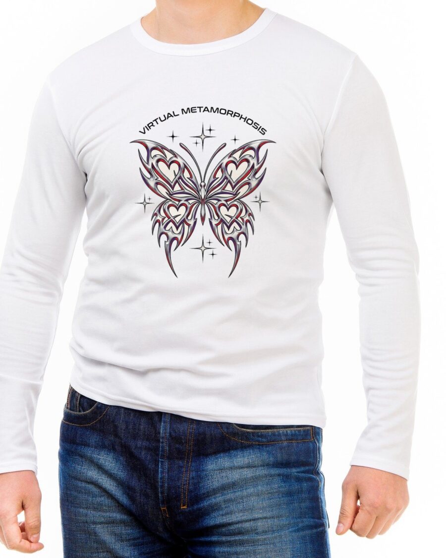 Virtual Metamorphosis Chrome Butterfly Long Sleeve — lifestyle photo