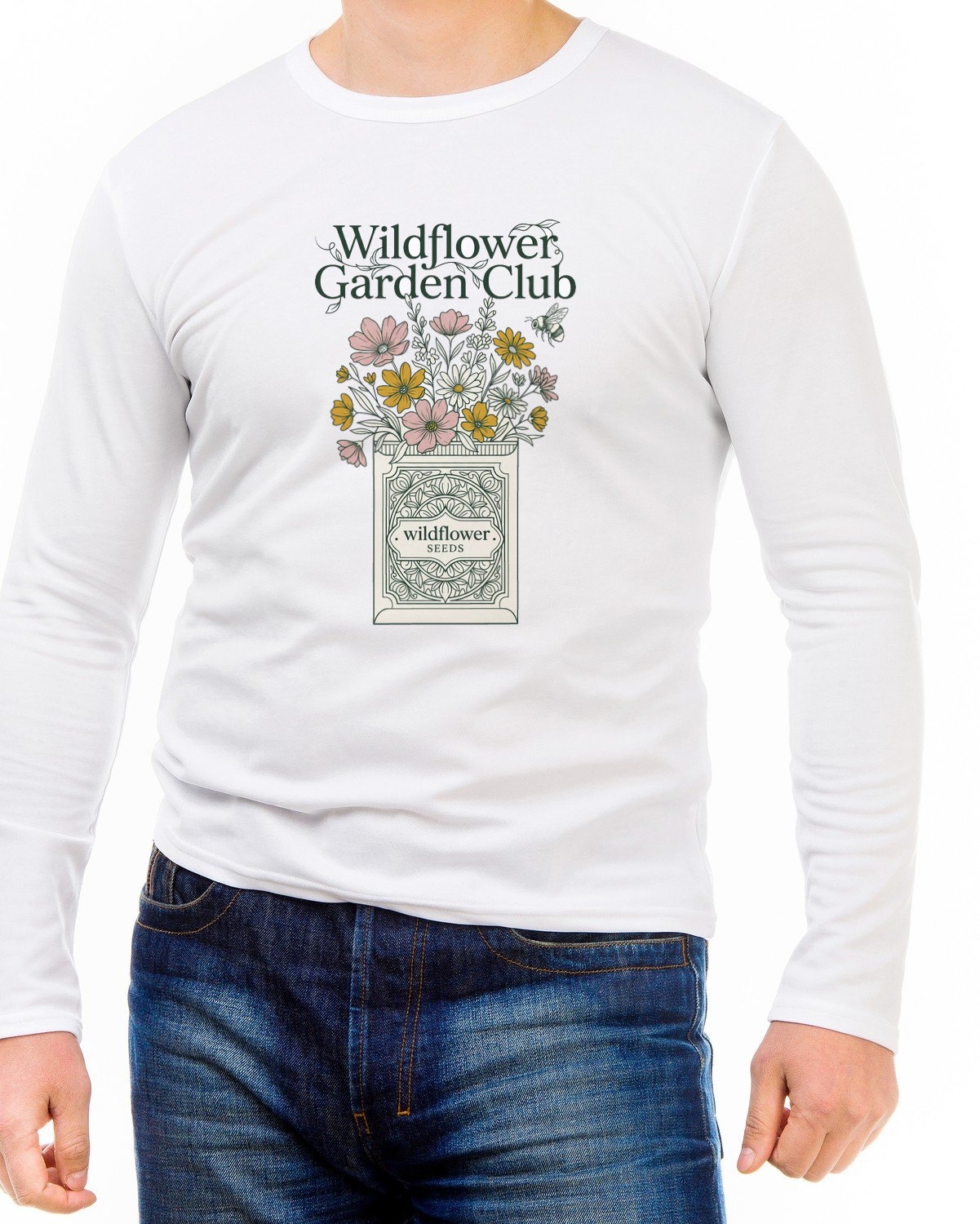 Heritage Seed Packet Wildflower Club Long Sleeve — lifestyle photo