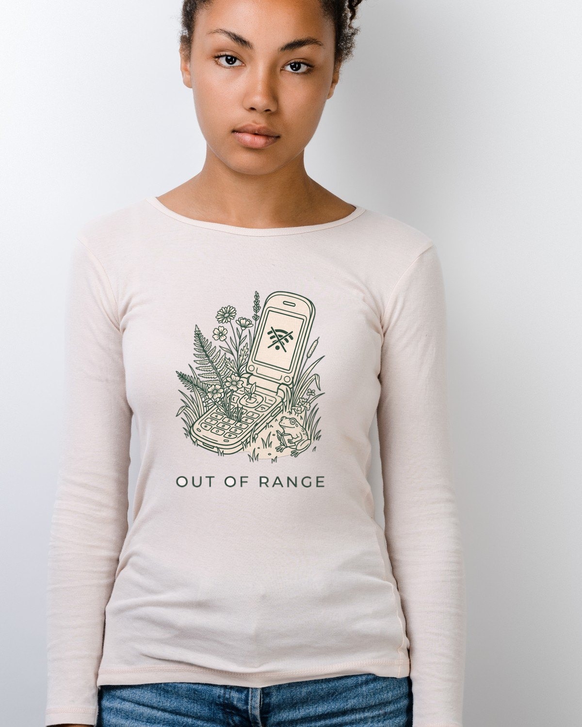 Out Of Range Overgrown Flip Phone Long Sleeve — lifestyle photo
