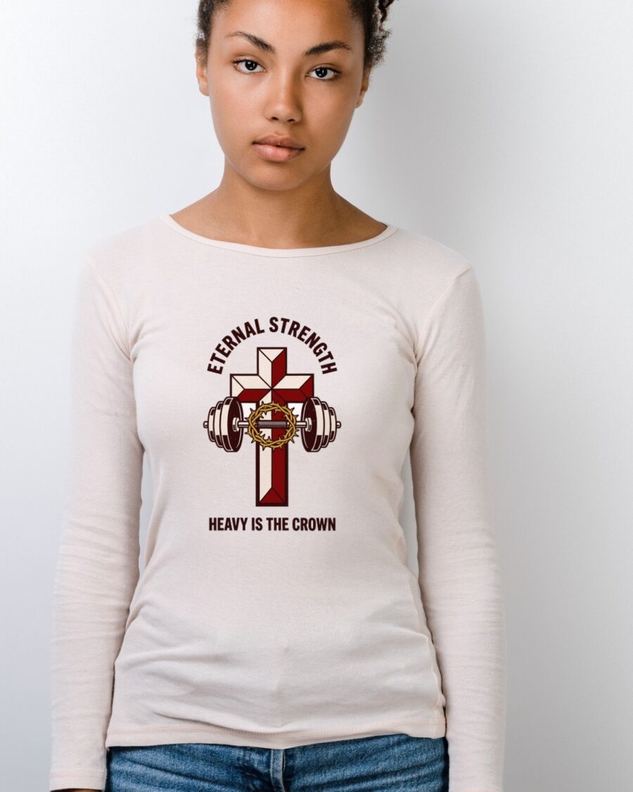 Iron Faith Crown And Barbell Long Sleeve — lifestyle photo