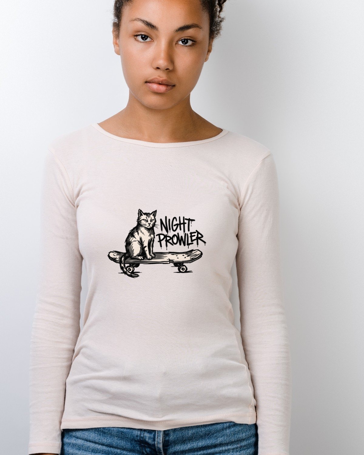 Alleyway Anarchist Graffiti Cat Long Sleeve — lifestyle photo