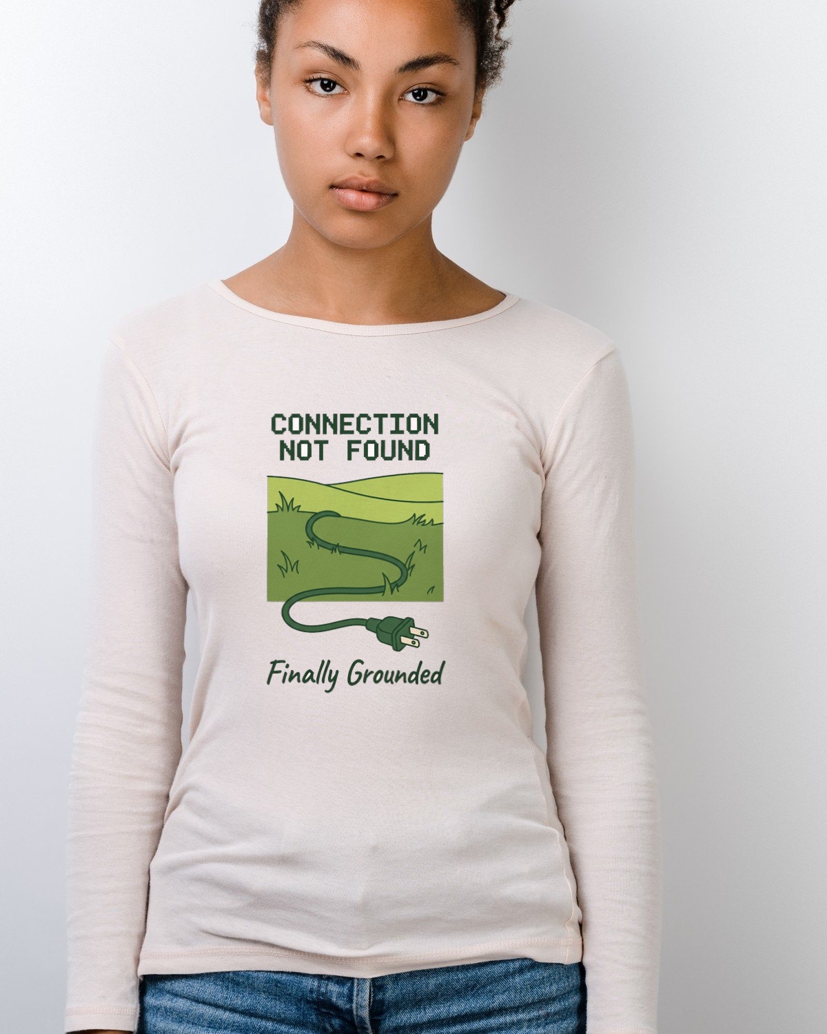 Connection Lost Grassy Hill Tee Long Sleeve — lifestyle photo