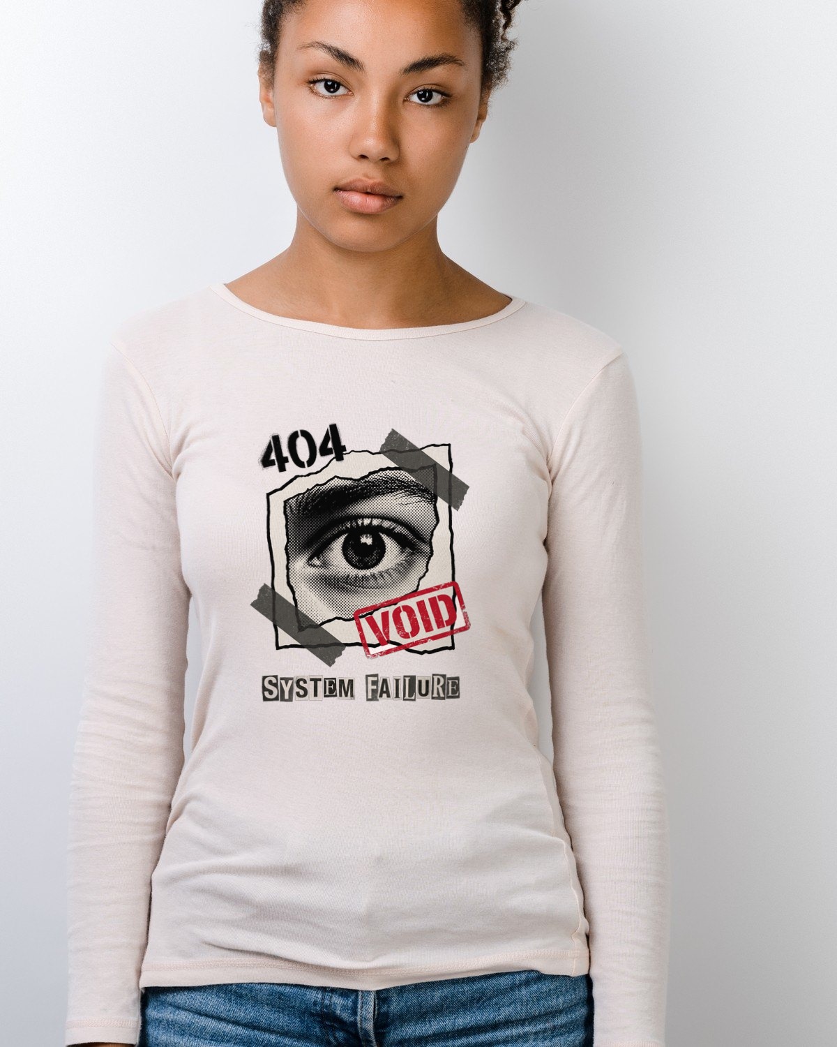 System Failure Halftone Eye Collage Long Sleeve — lifestyle photo