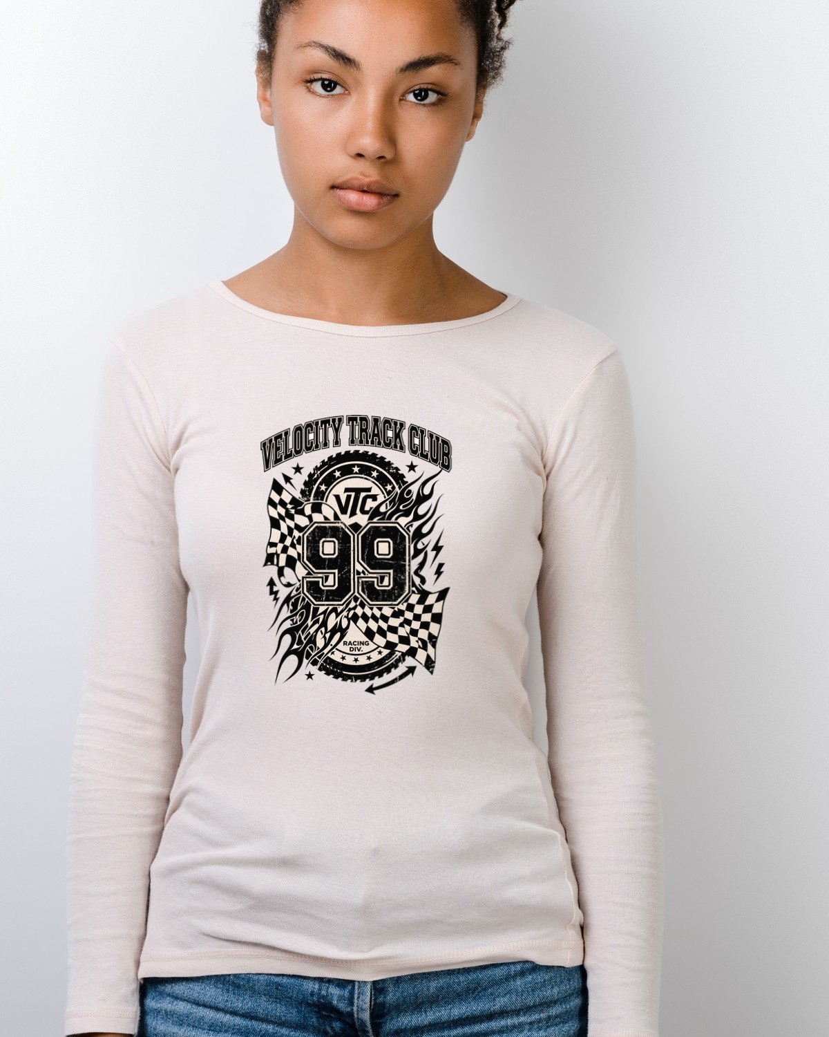 Velocity Track Club Y2K Racing Collage Long Sleeve — lifestyle photo