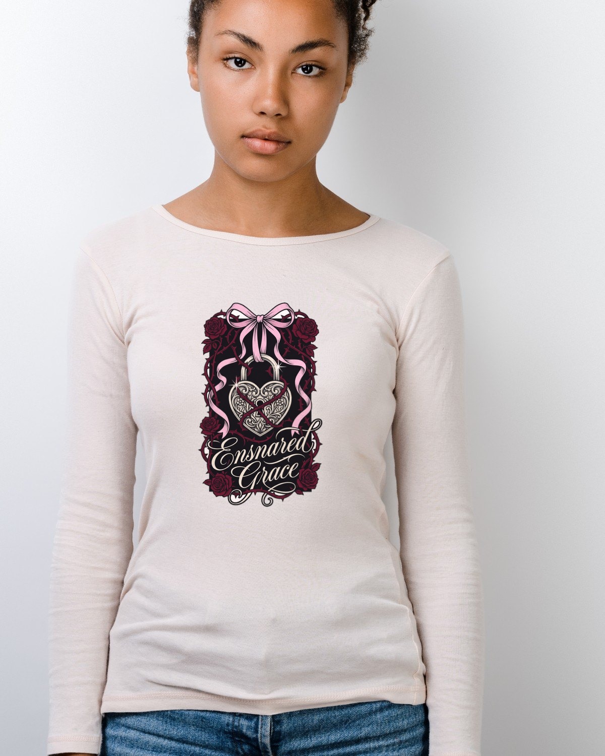 Ensnared Grace Heart Lock Ribbon Long Sleeve — lifestyle photo