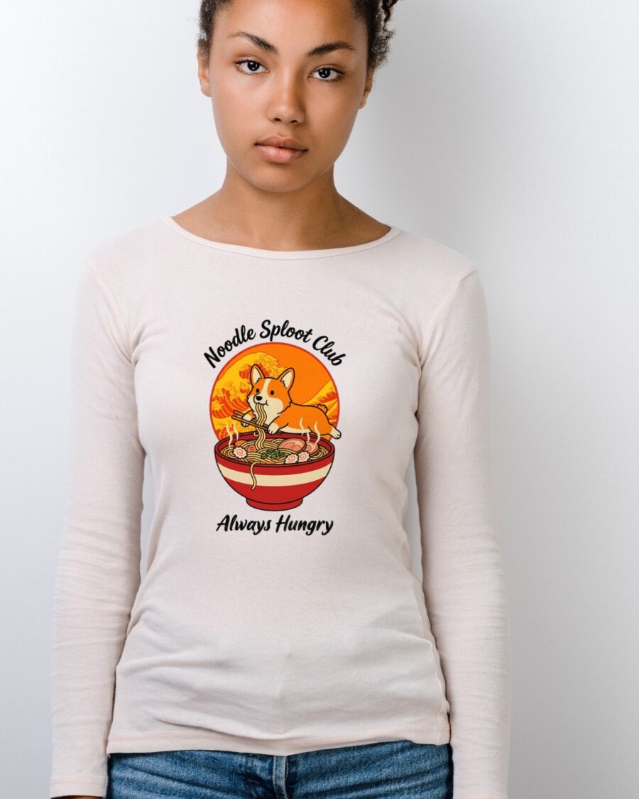 Noodle Sploot Retro Ramen Club Long Sleeve — lifestyle photo