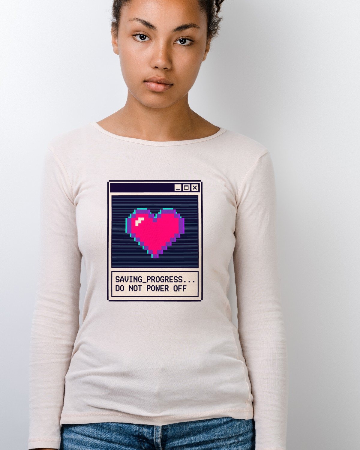 Save Progress Retro Glitch Window Long Sleeve — lifestyle photo