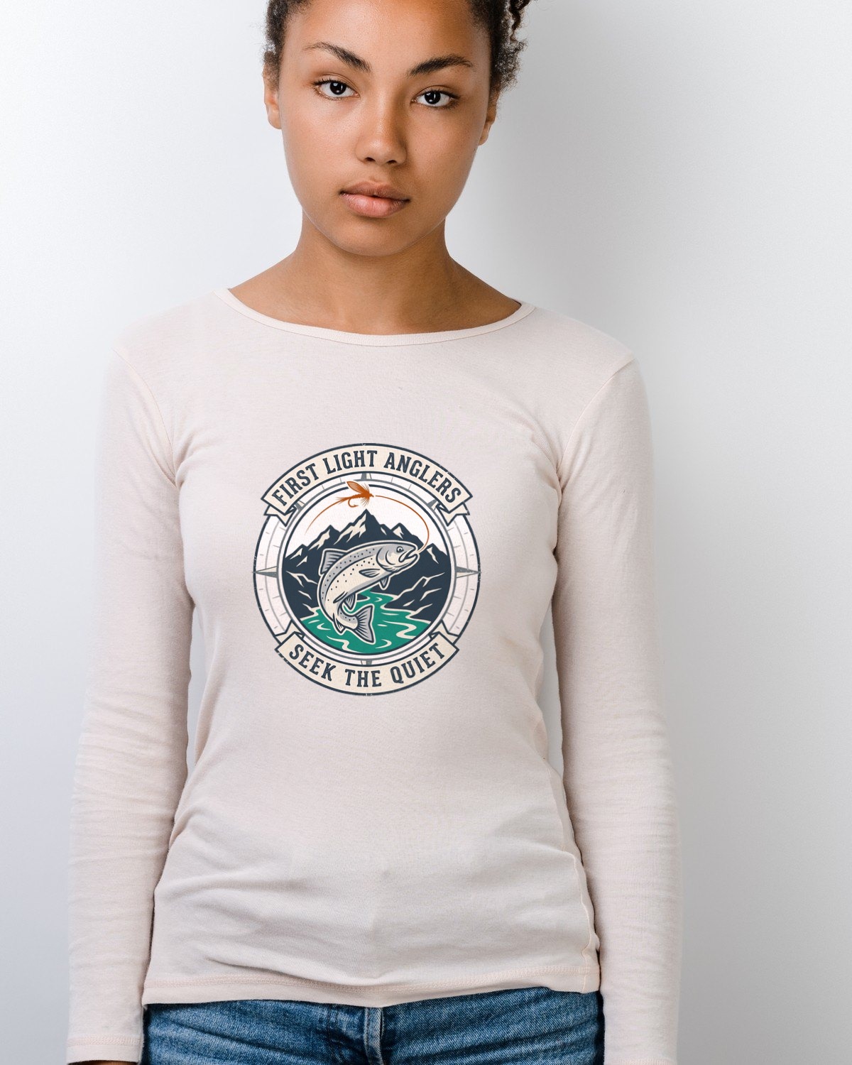 First Light Anglers Society Crest Long Sleeve — lifestyle photo