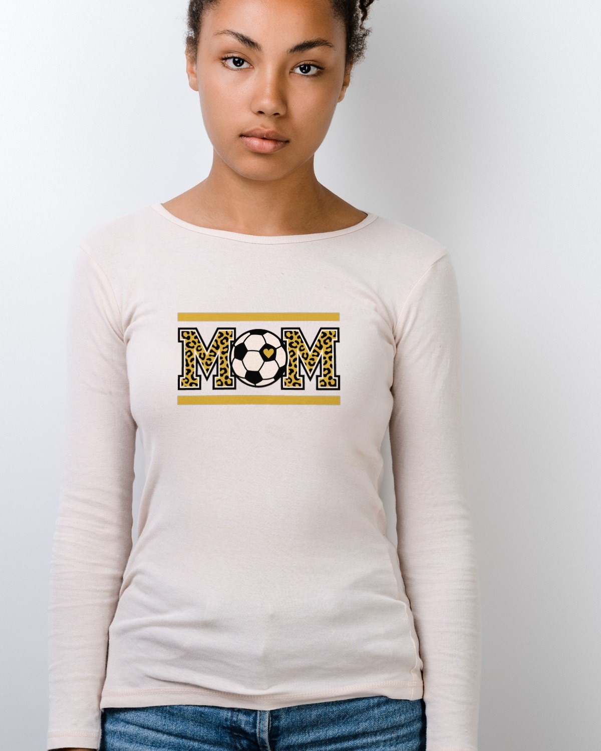 Fierce Heart Leopard Soccer Tee Long Sleeve — lifestyle photo