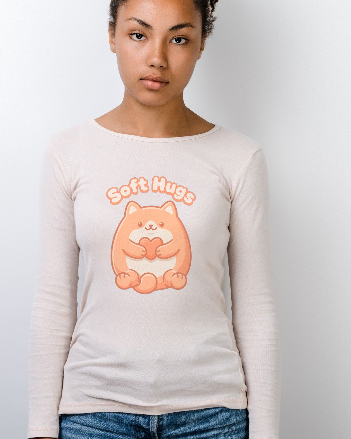 Soft Squeeze Support Plush Cat Long Sleeve — lifestyle photo