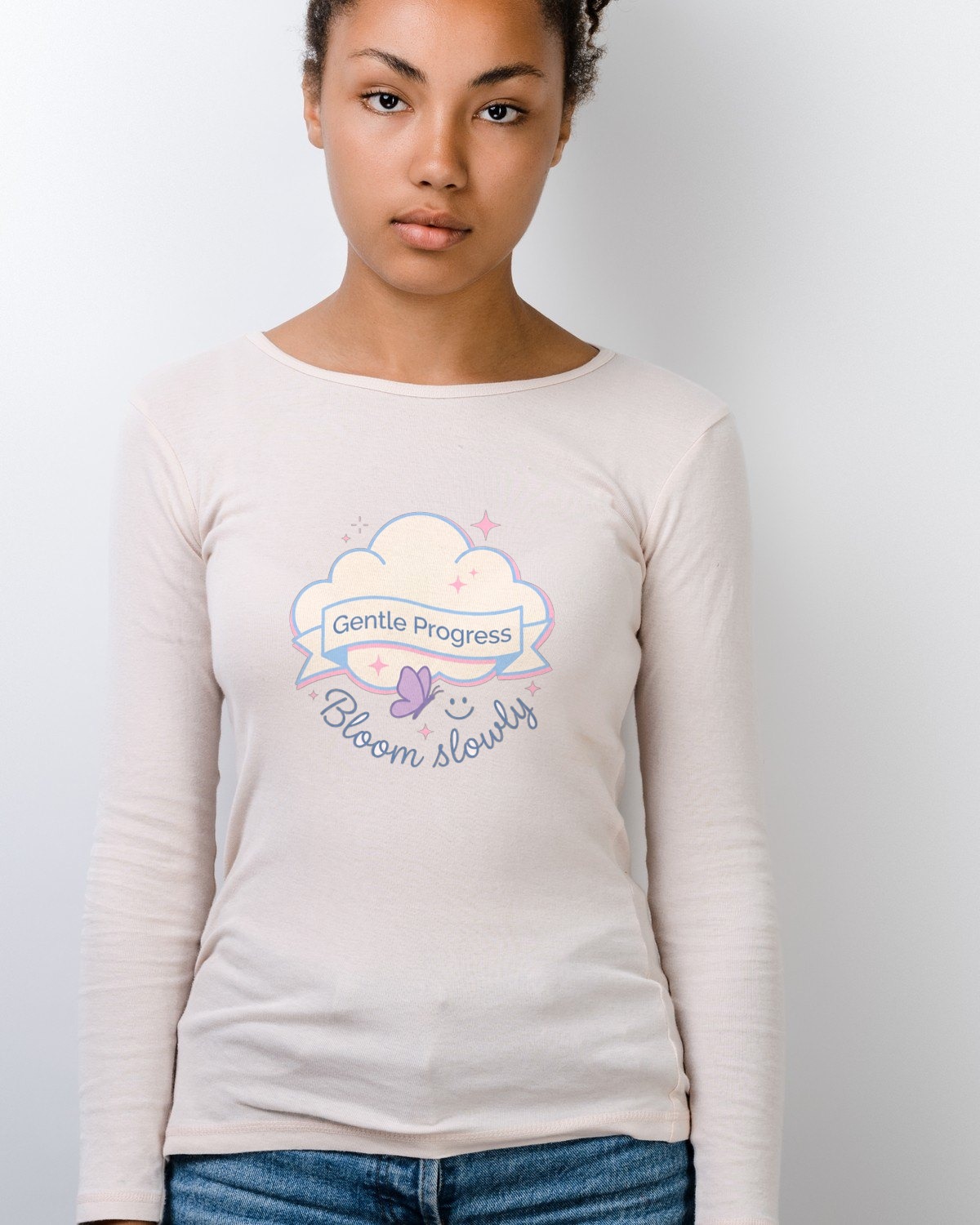 Gentle Progress Butterfly Back Print Long Sleeve — lifestyle photo