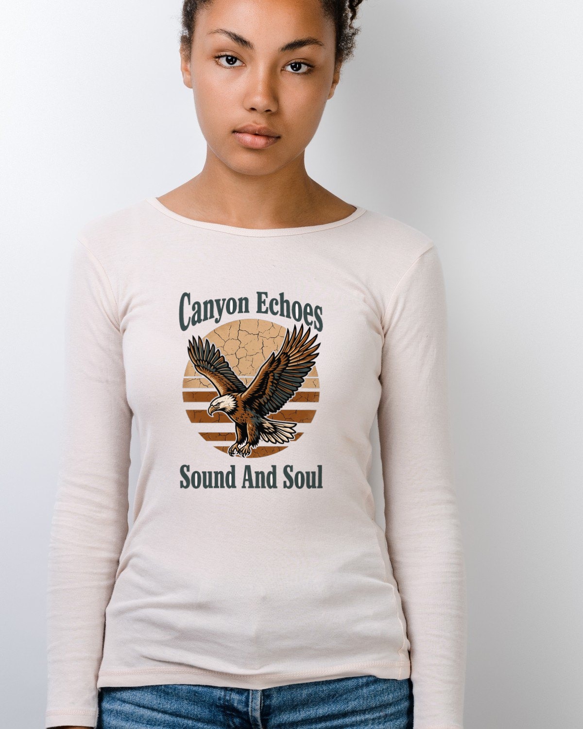 Canyon Echoes Vintage Eagle Crest Long Sleeve — lifestyle photo