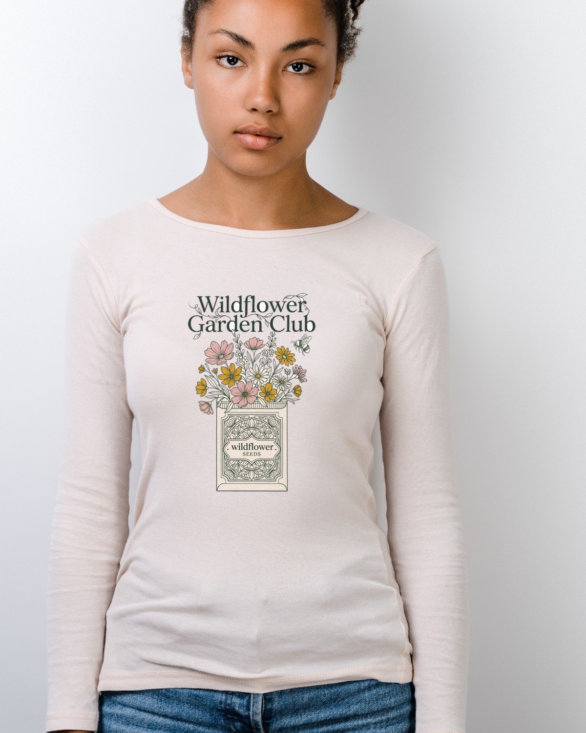 Heritage Seed Packet Wildflower Club Long Sleeve — lifestyle photo