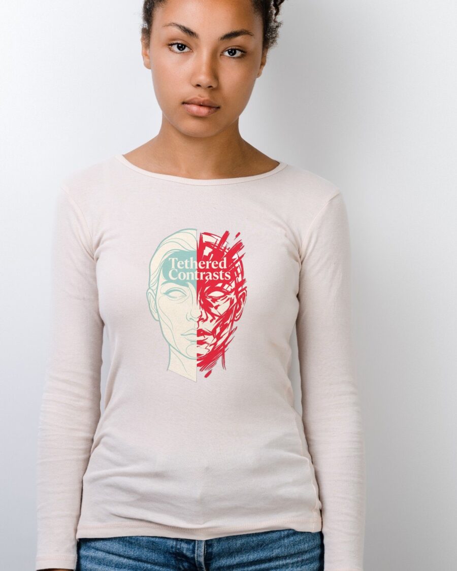 Tethered Contrasts Surreal Split Portrait Long Sleeve — lifestyle photo