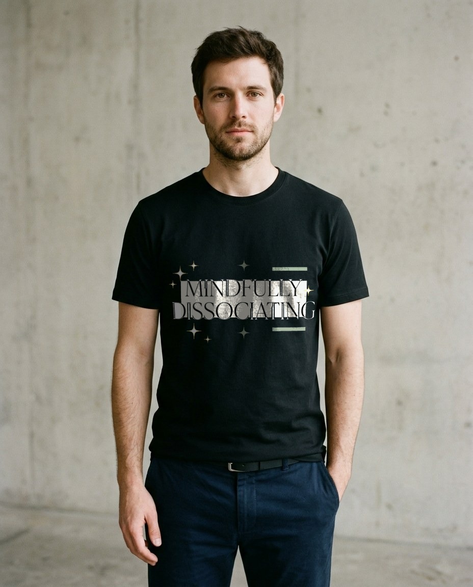 Mindfully Dissociating Sparkle Tee — lifestyle photo