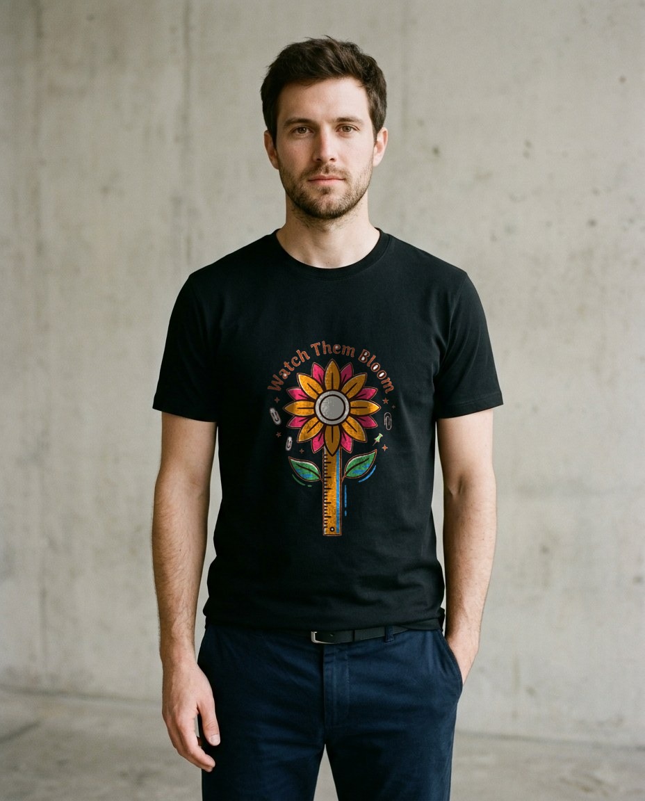 Growing Minds Sunflower Ruler Tee — lifestyle photo