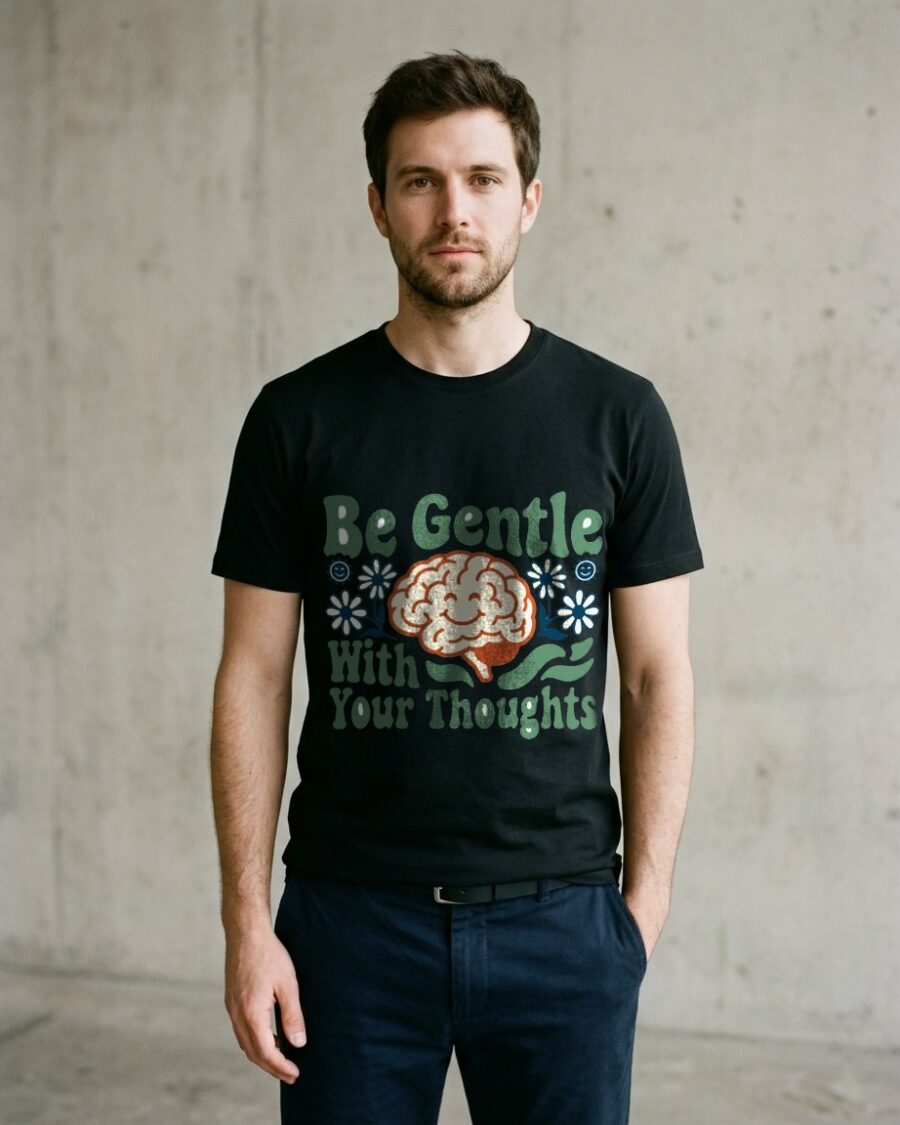 Gentle Thoughts Wavy Brain Mascot — lifestyle photo