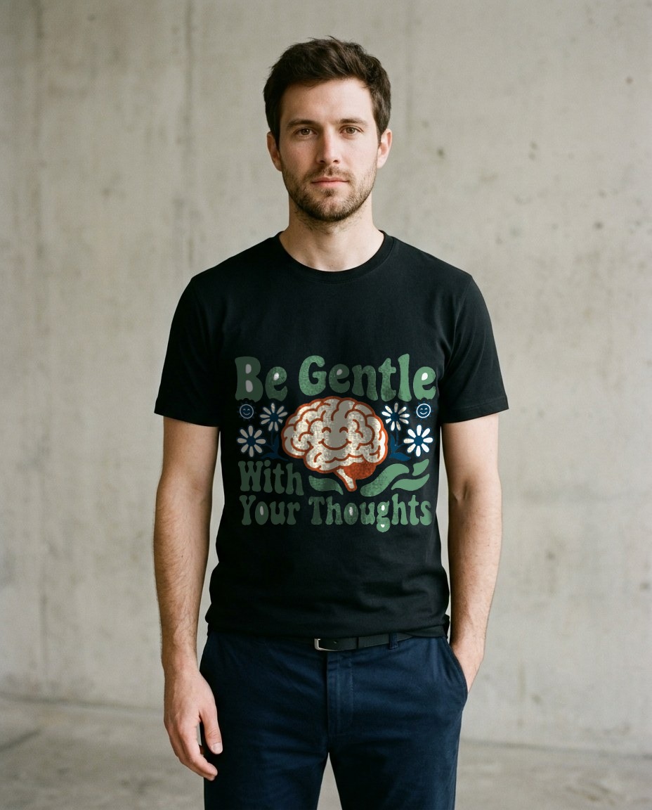 Gentle Thoughts Wavy Brain Mascot — lifestyle photo
