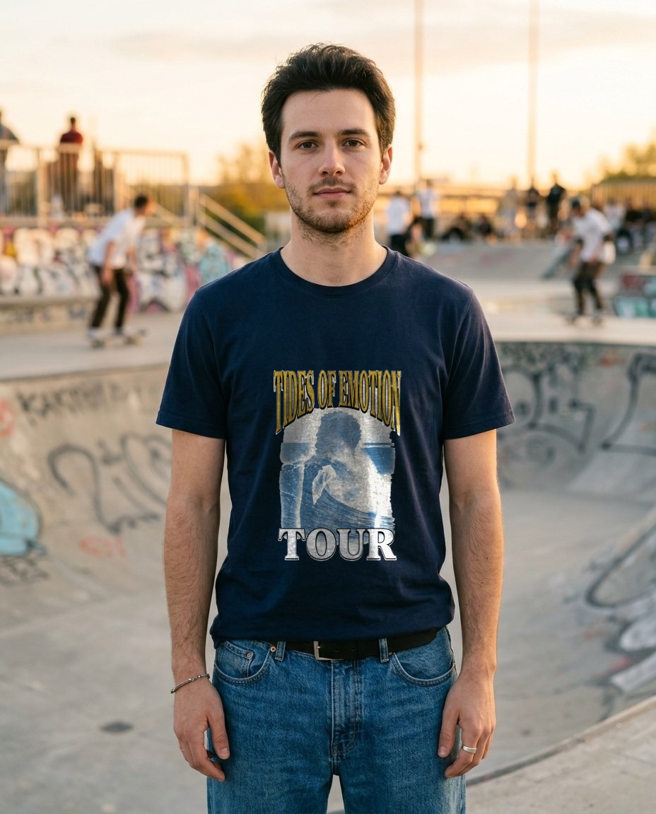 Tides Of Emotion Bootleg Collage Tee — lifestyle photo