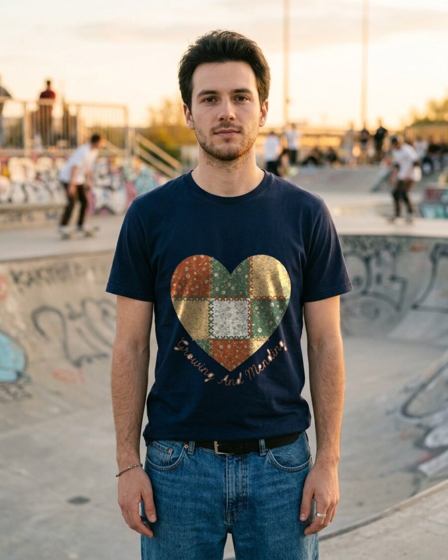 Stitched Together Patchwork Heart — lifestyle photo