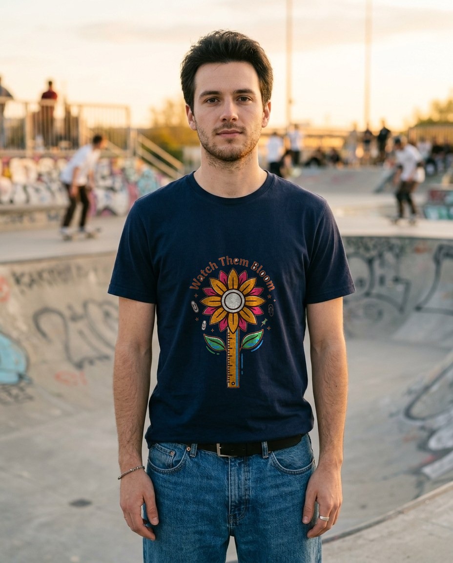 Growing Minds Sunflower Ruler Tee — lifestyle photo