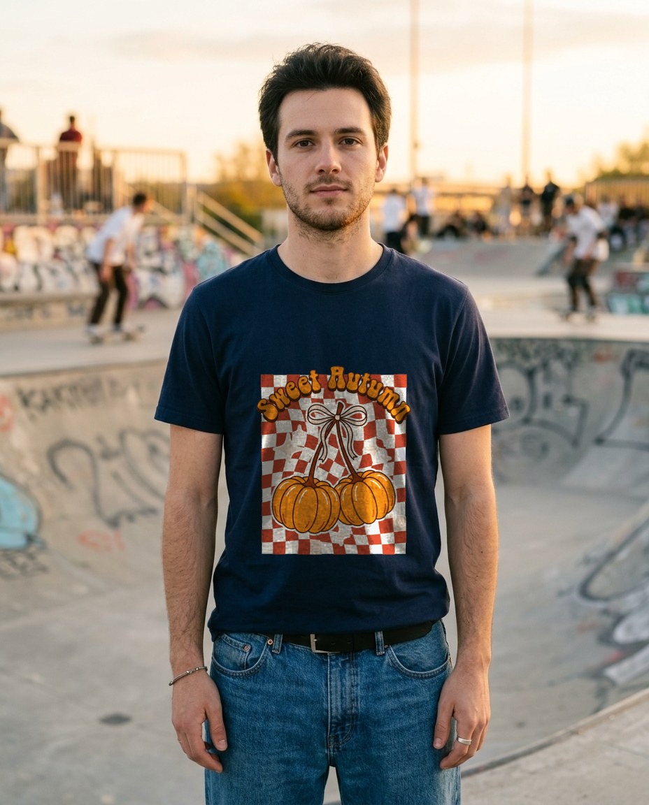 Sweet Autumn Pumpkin Cherry Bow Tee — lifestyle photo