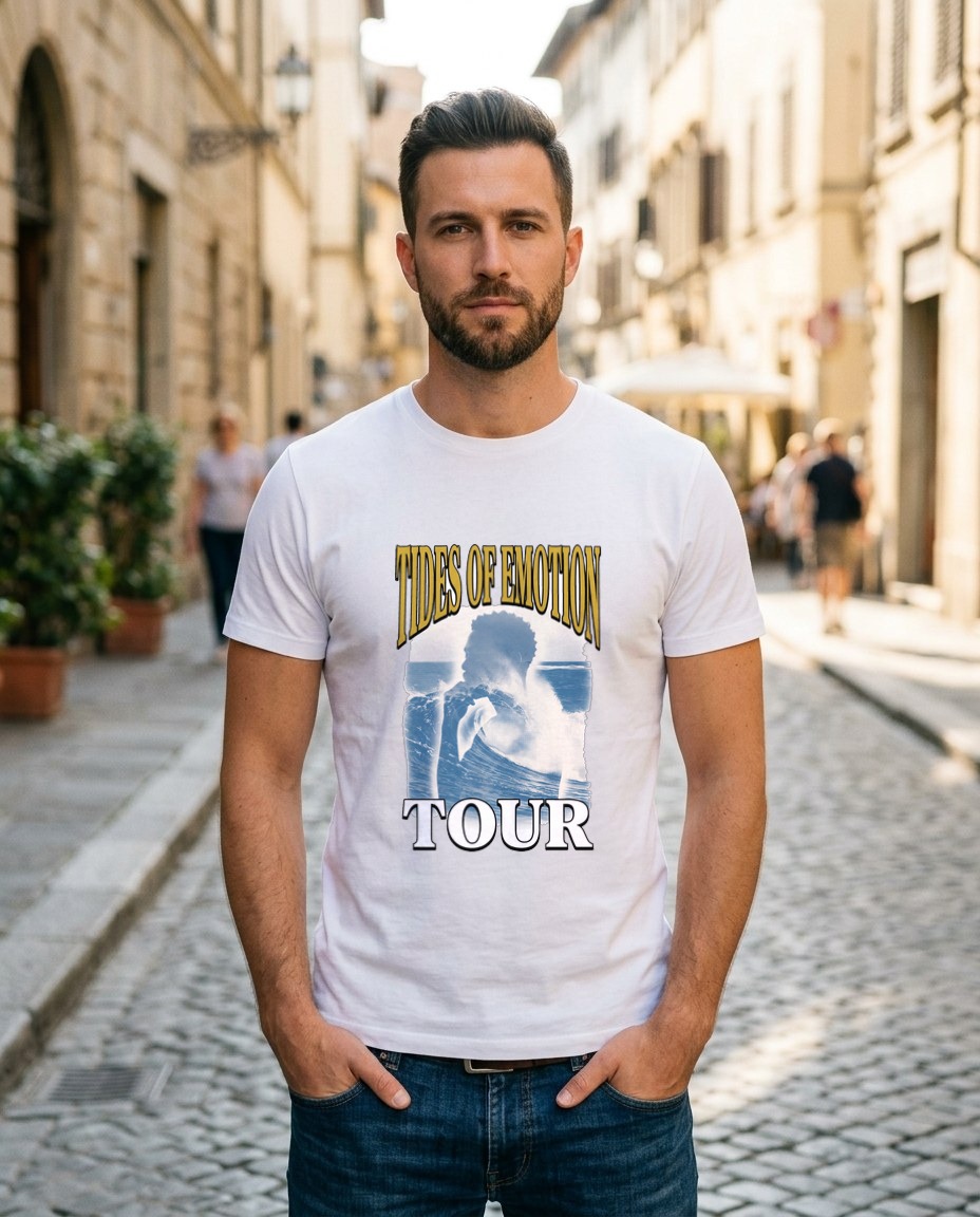 Tides Of Emotion Bootleg Collage Tee — lifestyle photo