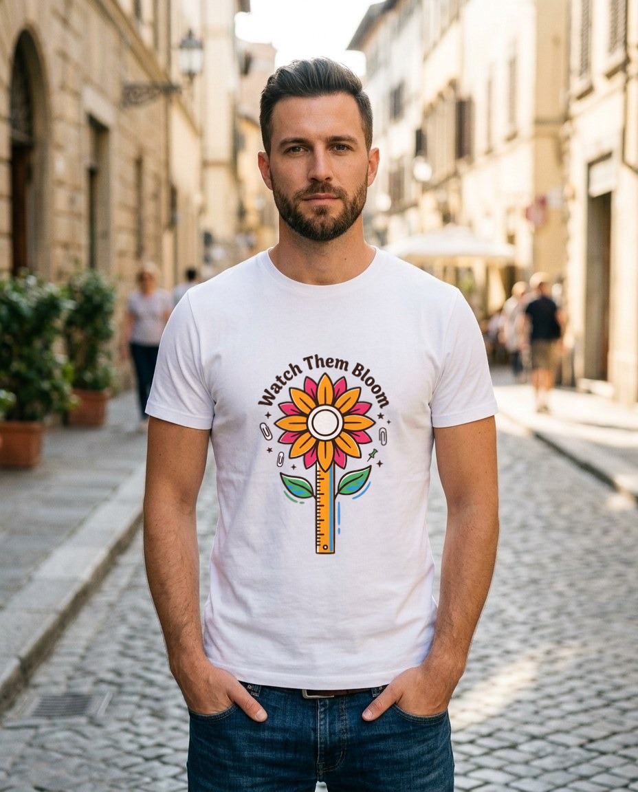 Growing Minds Sunflower Ruler Tee — lifestyle photo