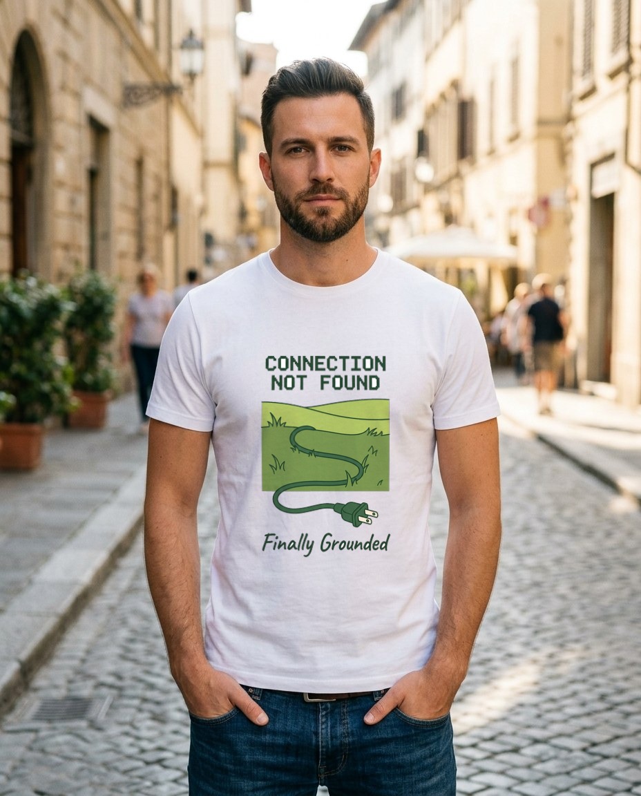 Connection Lost Grassy Hill Tee — lifestyle photo