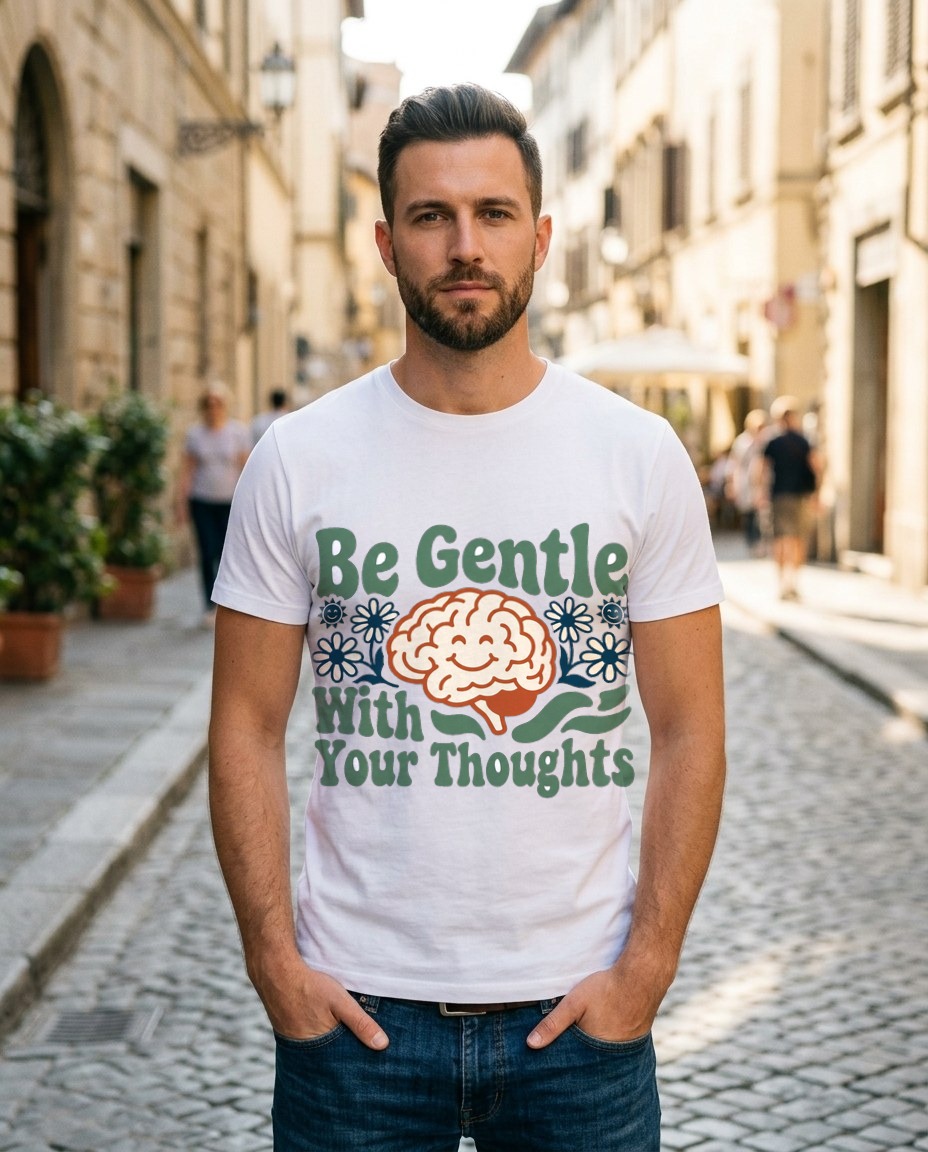 Gentle Thoughts Wavy Brain Mascot — lifestyle photo