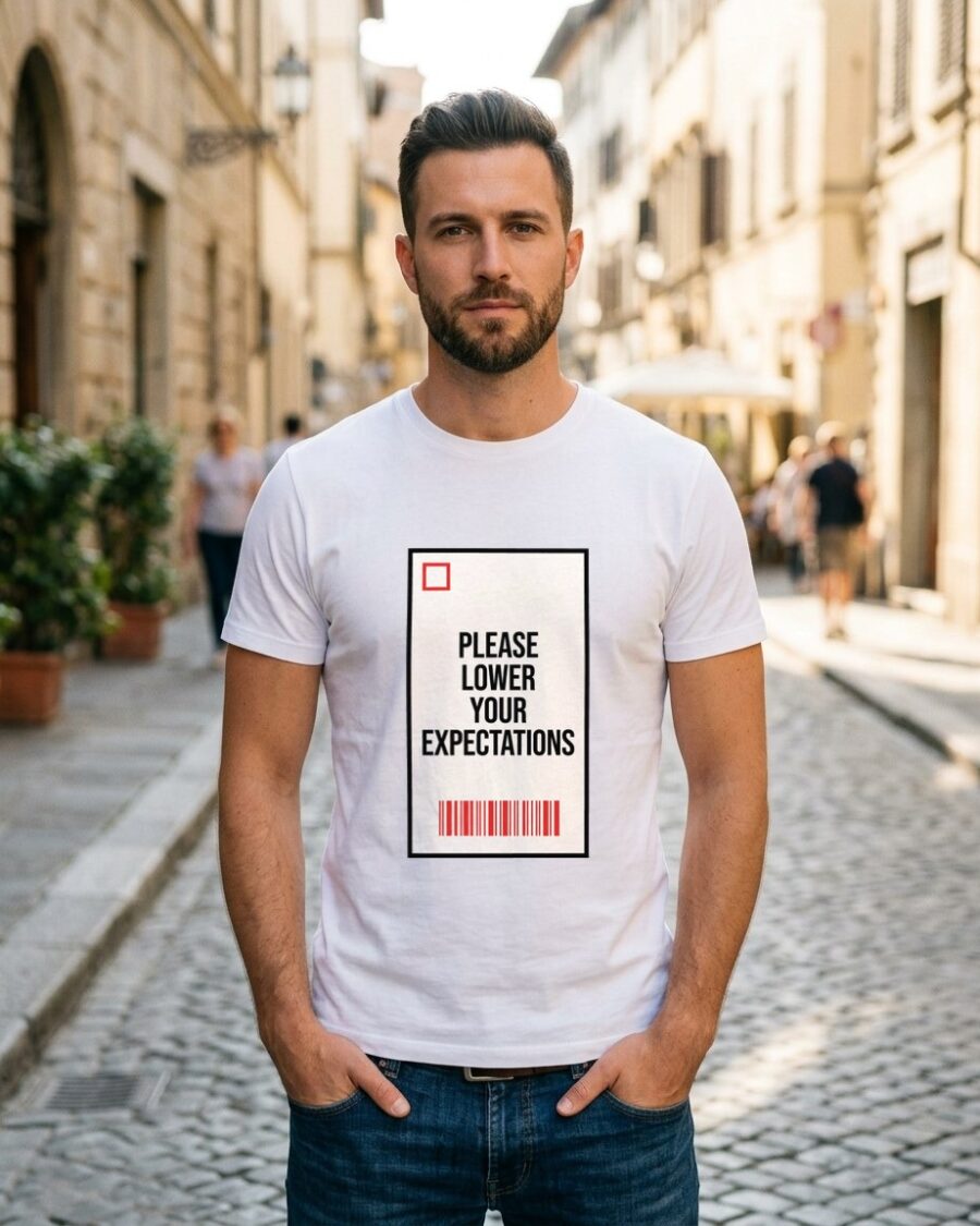 Lower Expectations Receipt Tee — lifestyle photo