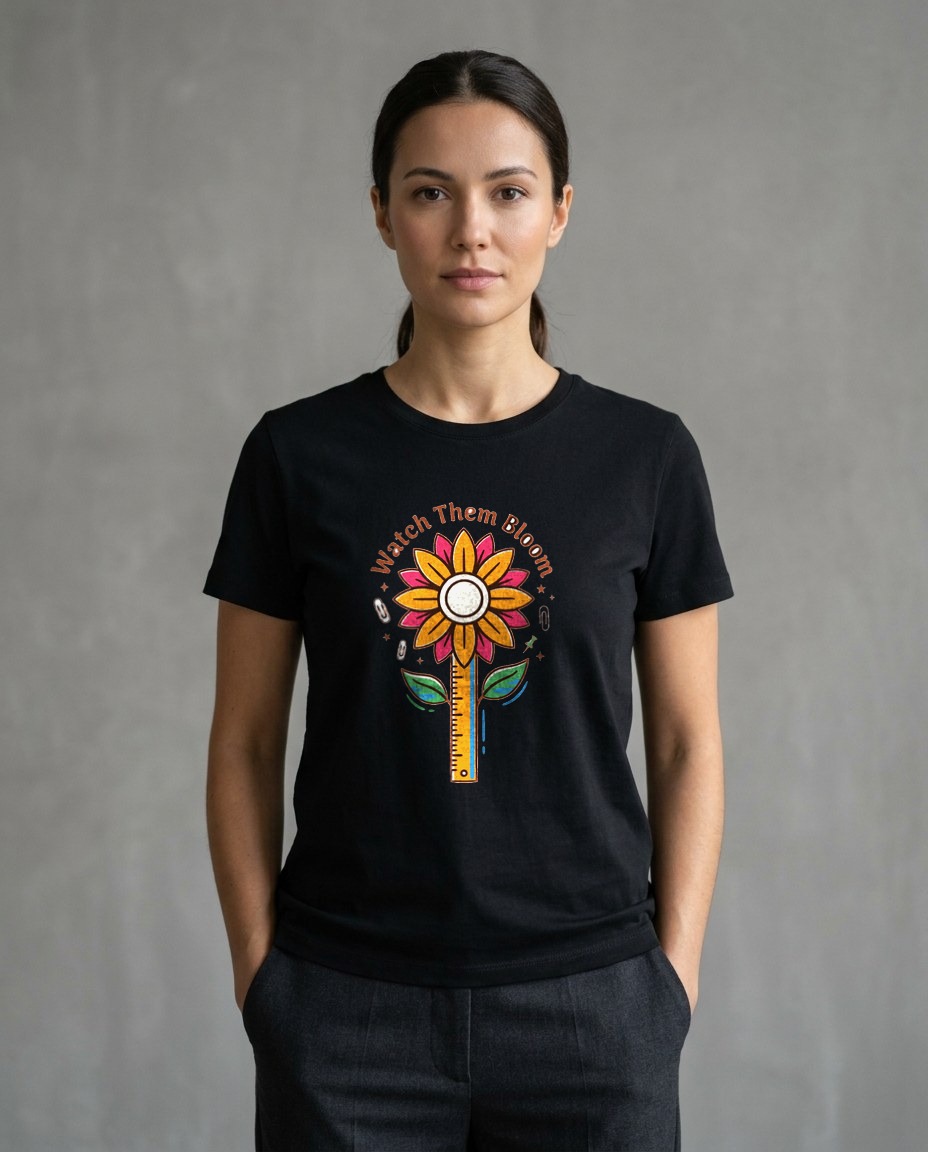 Growing Minds Sunflower Ruler Tee — lifestyle photo