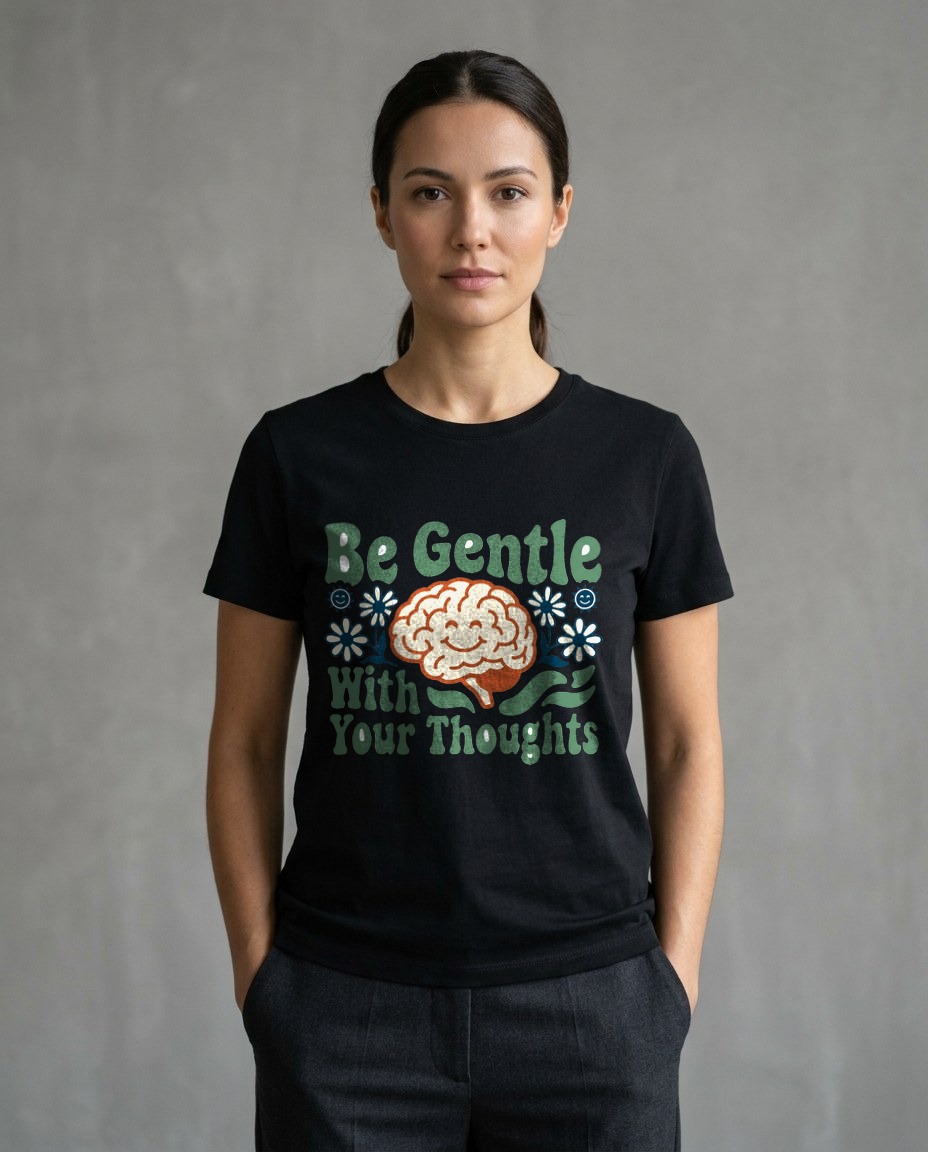 Gentle Thoughts Wavy Brain Mascot — lifestyle photo